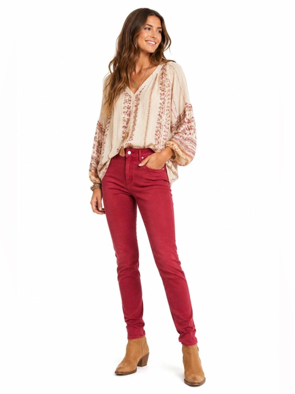 Paige Hoxton Ankle Red Skinny Jeans 31 Women’s Premium Denim Stretch Sleekcore